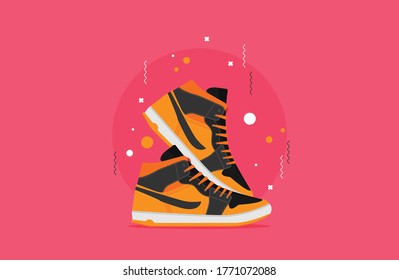 Sneakers. Flat Vector Icon Isolated On Color Background
