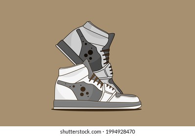 Sneakers. Flat vector icon isolated on color background