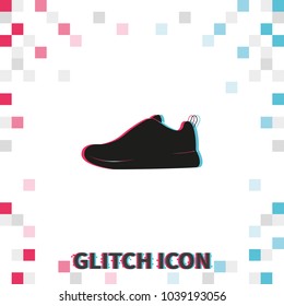 Sneakers  glitch effect vector icon.