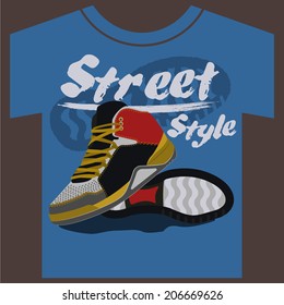 sneakers graphic design for t-shirt. vector illustrations