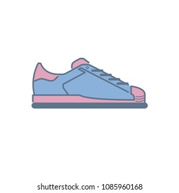 Sneakers, Gumshoes, Shoes for Sport, Lifestyle Walking. Vector, Illustration