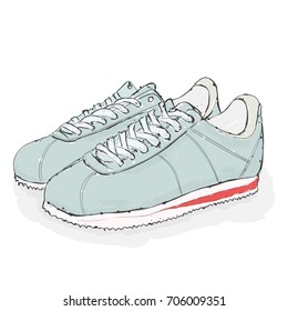 Sneakers. Hand draw shoes. Vector illustration.