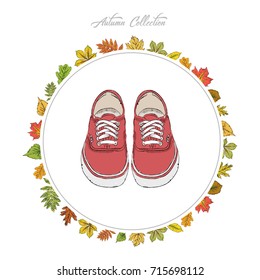 Sneakers. Hand draw shoes. Vector illustration.