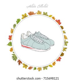 Sneakers. Hand draw shoes. Vector illustration.