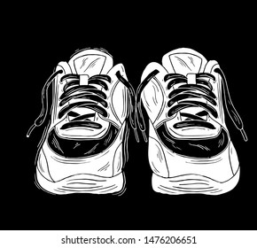 Sneakers. Hand drawn vintage illustration. This illustration can be used as a print on t-shirts and bags, stationary or as a poster.