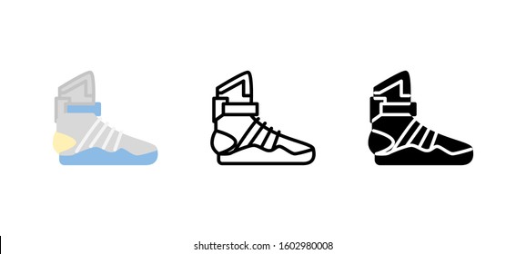 Sneakers high men shoes clothes icon. Apparel flat, silhouette, line vector illustration on white background