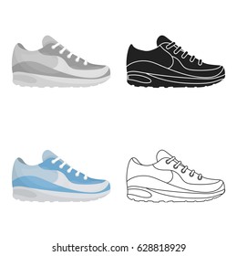 Sneakers icon in cartoon style isolated on white background. Shoes symbol stock vector illustration.