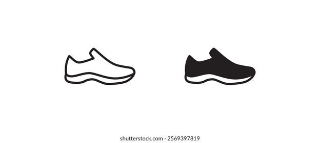 sneakers icon, Casual Sporty Shoe, Running shoes glyph icon, fitness and sport, gym sign symbol, logo, illustration, editable stroke, flat design style isolated on white