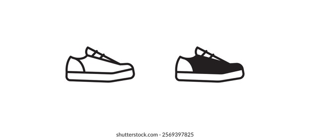 sneakers icon, Casual Sporty Shoe, Running shoes glyph icon, fitness and sport, gym sign symbol, logo, illustration, editable stroke, flat design style isolated on white