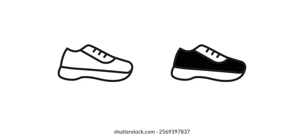 sneakers icon, Casual Sporty Shoe, Running shoes glyph icon, fitness and sport, gym sign symbol, logo, illustration, editable stroke, flat design style isolated on white