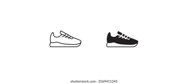 sneakers icon, Casual Sporty Shoe, Running shoes glyph icon, fitness and sport, gym sign symbol, logo, illustration, editable stroke, flat design style isolated on white