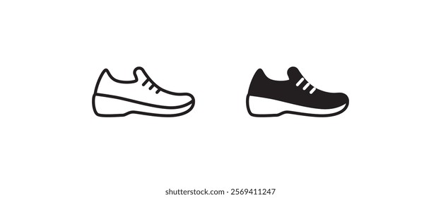 sneakers icon, Casual Sporty Shoe, Running shoes glyph icon, fitness and sport, gym sign symbol, logo, illustration, editable stroke, flat design style isolated on white