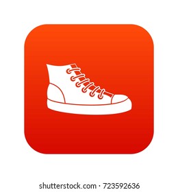 Sneakers icon digital red for any design isolated on white vector illustration