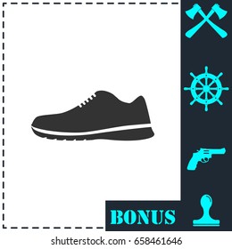 Sneakers icon flat. Simple vector symbol and bonus icon