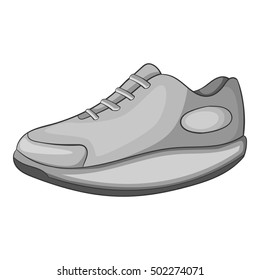 Sneakers icon. Gray monochrome illustration of sneakers vector icon for web