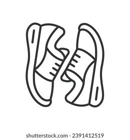 Sneakers icon line design. , Shoes, Footwear, Athletic, Jogging, Running, Icon, Style, Sporty, Active, vector illustrations. Sneakers editable stroke icon.