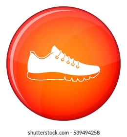 Sneakers icon in red circle isolated on white background vector illustration
