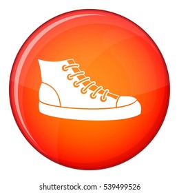 Sneakers icon in red circle isolated on white background vector illustration