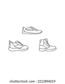 Sneakers icon set in flat style. shoes icon isolated on white background. Perfect for coloring book, textiles, icon, web, painting, books, t-shirt print. 