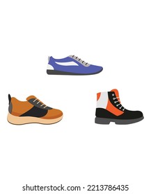 Sneakers icon set in flat style. shoes icon isolated on white background. Perfect for coloring book, textiles, icon, web, painting, books, t-shirt print.
