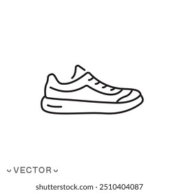 Icono de las zapatillas de deporte, zapatos deportivos, símbolo de línea delgada aislado sobre fondo blanco, carrera editable EPS 10 Ilustración vectorial