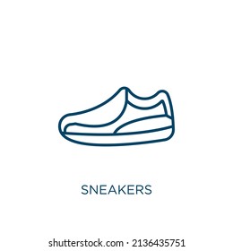 sneakers icon. Thin linear sneakers outline icon isolated on white background. Line vector sneakers sign, symbol for web and mobile