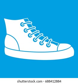 Sneakers icon white isolated on blue background vector illustration