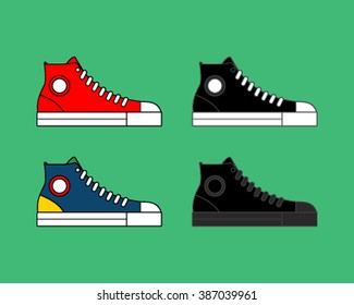 Sneakers icons line. . Set in a linear style flat vector illustrations isolate 
