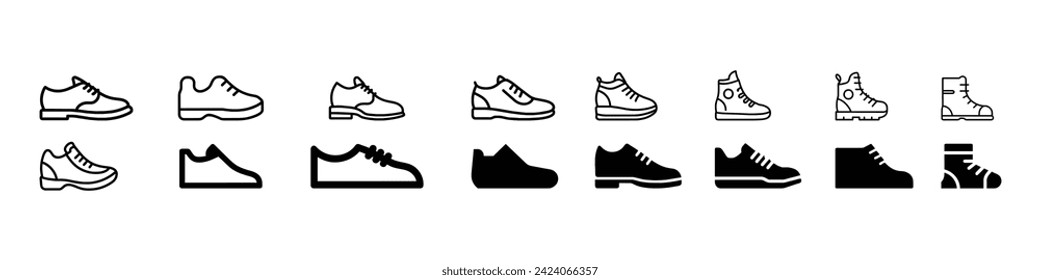 Iconos de zapatillas de deporte, icono de línea de zapatos de correr, zapato de zapato, icono de vector de zapatos, Icono de zapato de fitness, Iconos de zapatos deportivos de bolsillo, icono de vectores de zapatillas de tenis