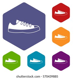 Sneakers icons set rhombus in different colors isolated on white background