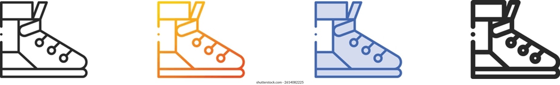 sneakers icon.Thin Linear, Gradient, Blue Stroke and bold Style Design Isolated On White Background