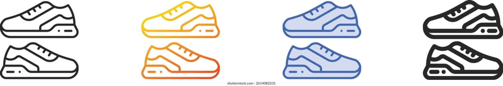 sneakers icon.Thin Linear, Gradient, Blue Stroke and bold Style Design Isolated On White Background