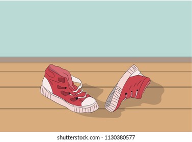 sneakers lie in the room, vector