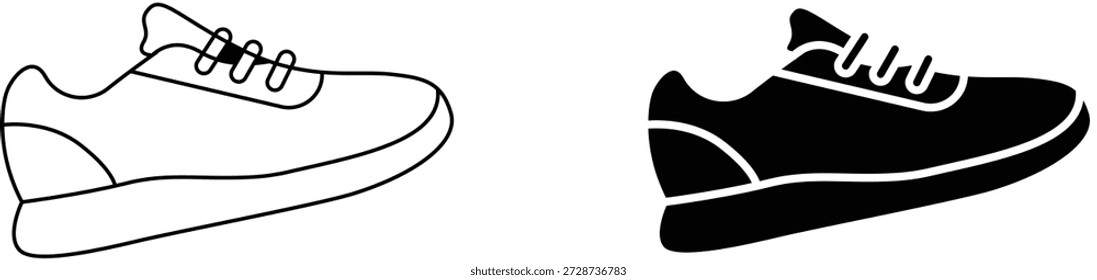 Turnschuhe Linie Kunst und Volltonfarbe Illustration