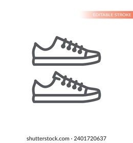 Sneakers line vector icon. Trainers with laces outline.