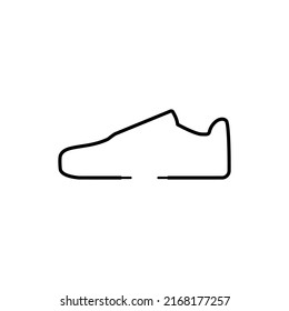 Sneakers logo design with laces. Simple minimal icon. Line and outline style. Abstract Vector illustration on white background.