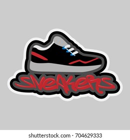 Sneakers logo in graffiti style.Vector