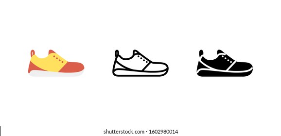 Sneakers men shoes clothes icon. Apparel flat, silhouette, line vector illustration on white background