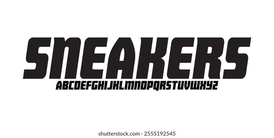 Sneakers, modern abstract alphabet fonts. Typography technology, electronic, movie, digital, music, future, logo creative font.
