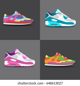 Sneakers on background, vector illustration