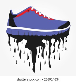 Sneakers on the blot background