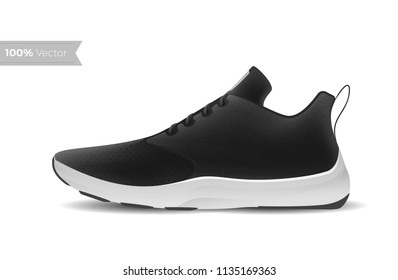 Sneakers on isolated background, realistic style. Sports shoes for running, fitness or walking. Can be used for web, flyers, print, brochures, presentation, banners. Vector illustration. Eps 10