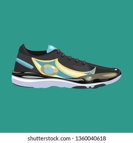 Sneakers on a turquoise background.