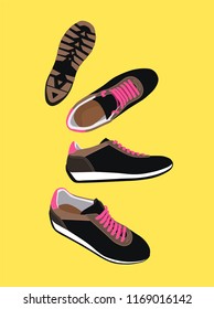 sneakers on yellow background