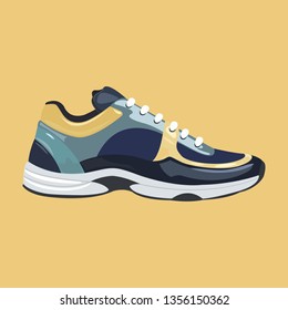 Sneakers on a yellow background.