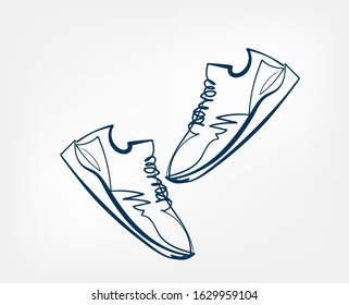 sneakers one line vector design element isolated