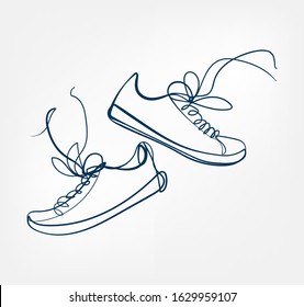 sneakers one line vector design element isolated