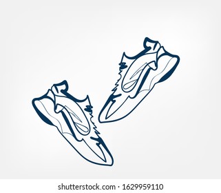 sneakers one line vector design element isolated