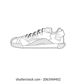 Sneakers Outline Drawing Black Lines Sport Stock Vector (Royalty Free ...