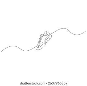 Sneakers outline drawing illustration. Continuous line draw of sneakers vector. 